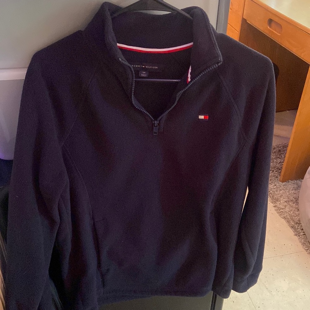 Navy blue Tommy Hilfiger quarter zip. Barely worn and really warm.